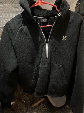 Hurley Black Women's Half-Zip Hooded Pullover